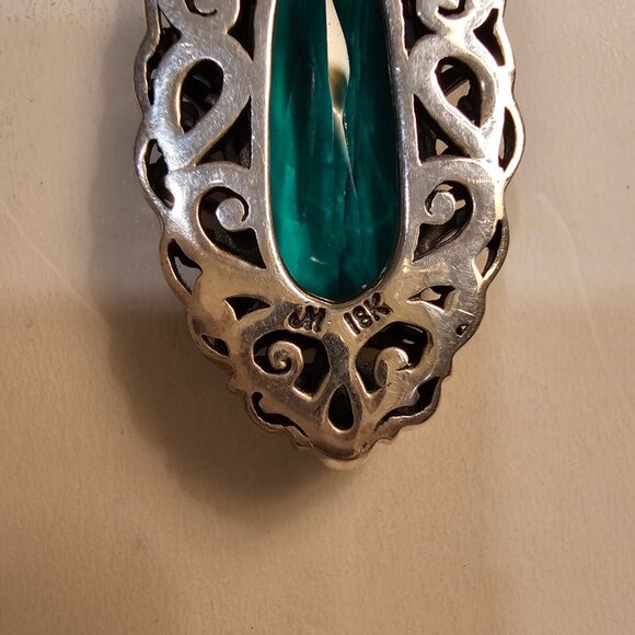 Artisan Crafted by Robert Manse SS & 18K Lab Emerald Pendant - Picture 2 of 7